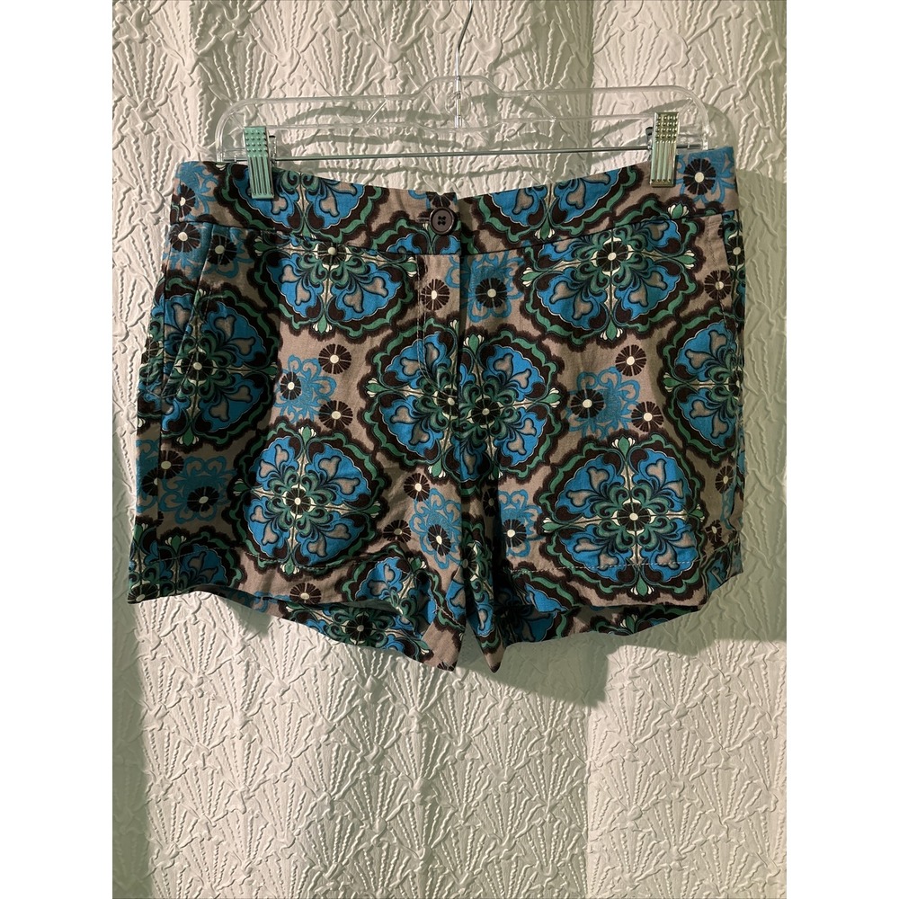 Madison Linen Rayon Blend Colorful Floral Print Shorts Womens Size 8. 4 Pockets